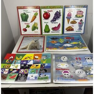 Lot Of 7 Puzzle Patch Preschool Puzzles Ages 1.5+ Puzzles Fruit/Animals/Alphabet